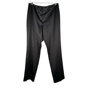 JS Collection Black Shiny Satin Dress Pants Women's Size 12 Wide Leg Stretch